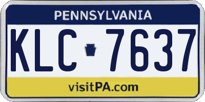 PA license plate KLC7637