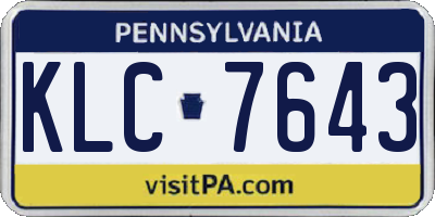 PA license plate KLC7643