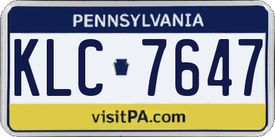PA license plate KLC7647