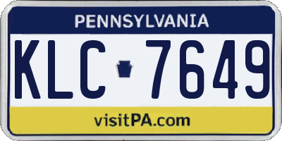 PA license plate KLC7649