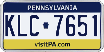 PA license plate KLC7651