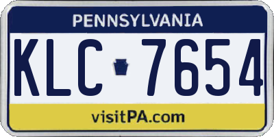 PA license plate KLC7654