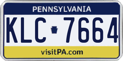 PA license plate KLC7664