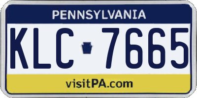 PA license plate KLC7665