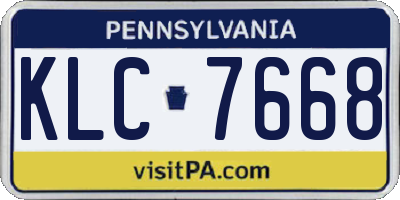 PA license plate KLC7668