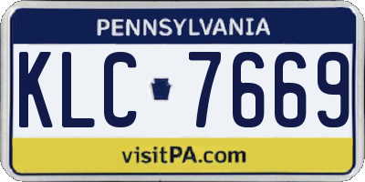 PA license plate KLC7669