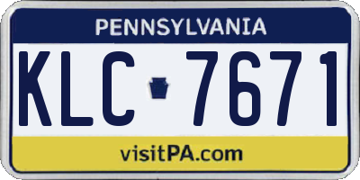 PA license plate KLC7671