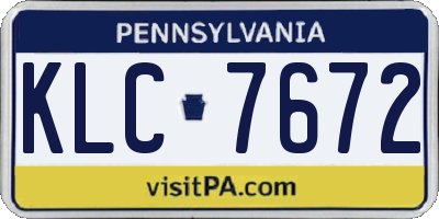 PA license plate KLC7672