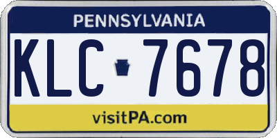 PA license plate KLC7678