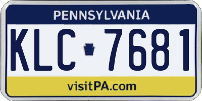 PA license plate KLC7681