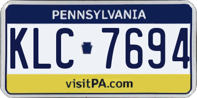 PA license plate KLC7694