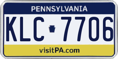 PA license plate KLC7706