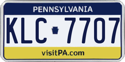 PA license plate KLC7707