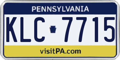PA license plate KLC7715