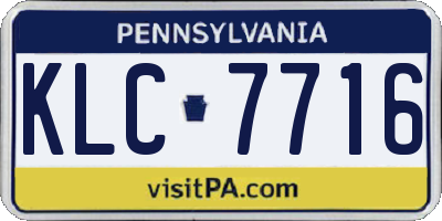 PA license plate KLC7716