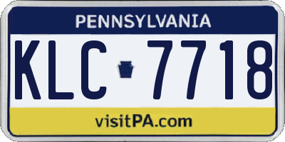 PA license plate KLC7718