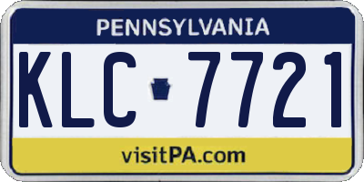 PA license plate KLC7721