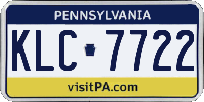 PA license plate KLC7722