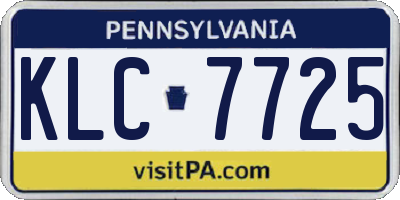 PA license plate KLC7725