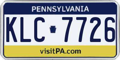 PA license plate KLC7726