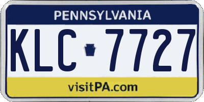 PA license plate KLC7727