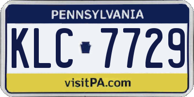 PA license plate KLC7729