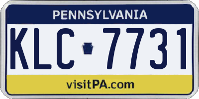 PA license plate KLC7731