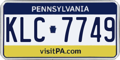PA license plate KLC7749