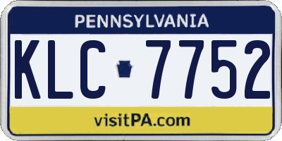 PA license plate KLC7752