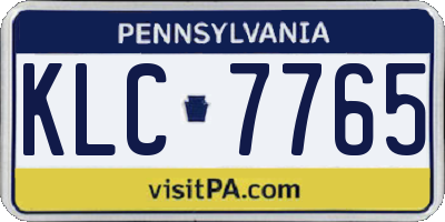 PA license plate KLC7765