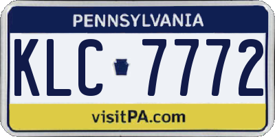 PA license plate KLC7772