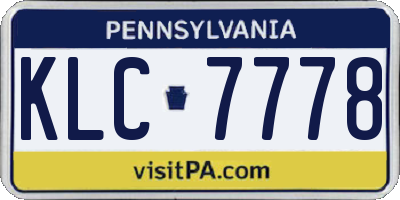 PA license plate KLC7778