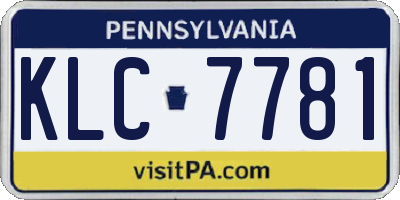 PA license plate KLC7781