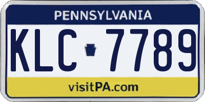 PA license plate KLC7789
