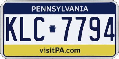 PA license plate KLC7794