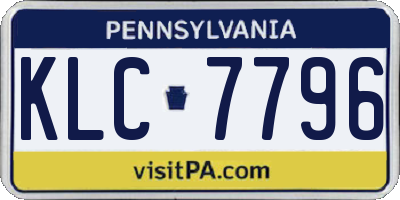 PA license plate KLC7796