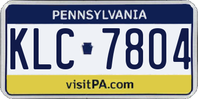 PA license plate KLC7804