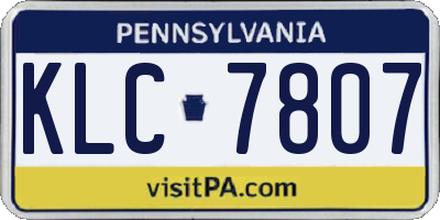 PA license plate KLC7807