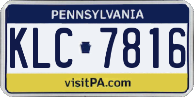 PA license plate KLC7816