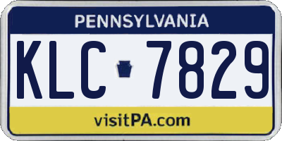 PA license plate KLC7829