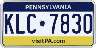 PA license plate KLC7830