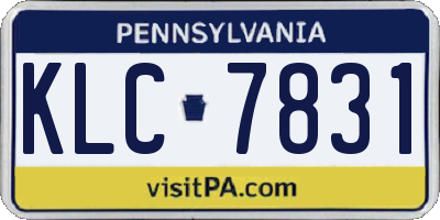 PA license plate KLC7831