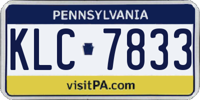 PA license plate KLC7833