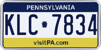 PA license plate KLC7834