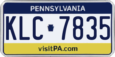 PA license plate KLC7835