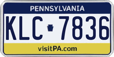PA license plate KLC7836