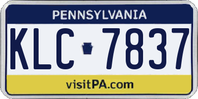 PA license plate KLC7837