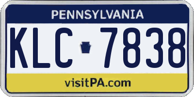 PA license plate KLC7838