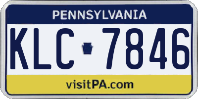PA license plate KLC7846