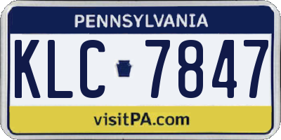 PA license plate KLC7847